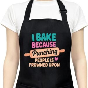 Funny Aprons for Women with 2 Pockets, Adjustable Kitchen Apron for Cooking, Baking Gifts for Birthday Christmas