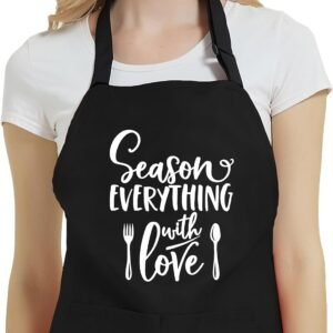 Funny Aprons for Women with Pockets, Adjustable Cute Apron for Chef Kitchen Baking, Cooking Gifts for Mom Birthday