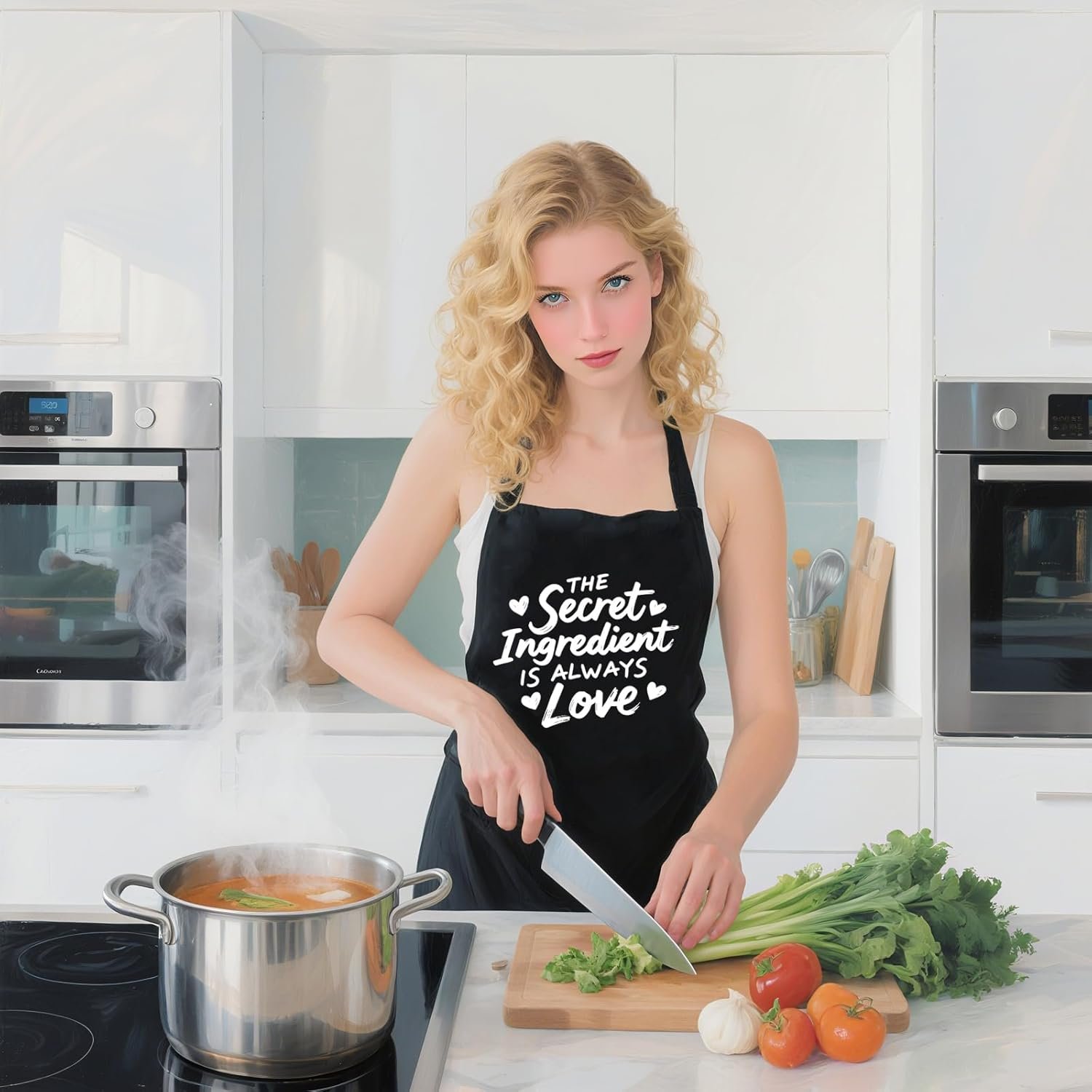 Funny Aprons for Women with Pockets, Cute Aprons for Cooking Kitchen, Mothers Day Christmas Birthday Gifts for Mom - Image 2