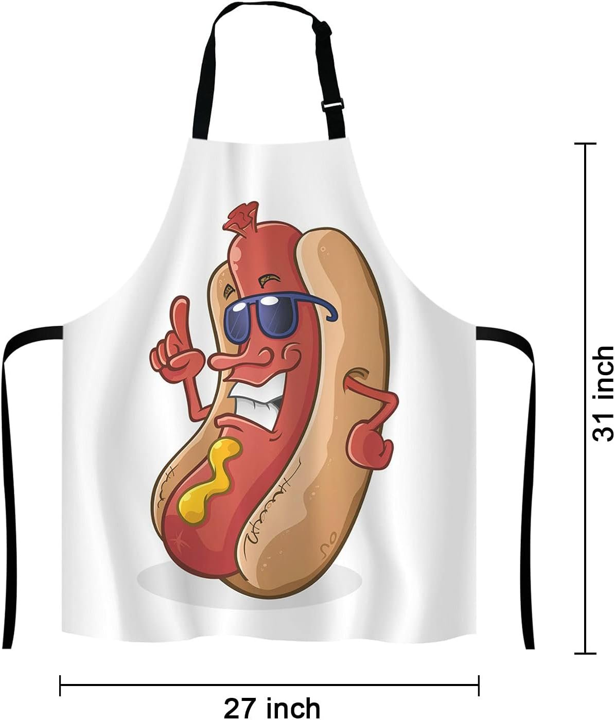 Hot Dog Cartoon Character Wearing Sunglasses Adjustable Bib Apron Kitchen Cooking Baking Gardening Apron for Women Men - Image 2