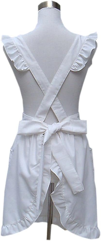Hyzrz Cute Lovely Cotton Retro Kitchen Cooking Aprons for Women Girls Vintage Baking Apron with Pockets for Mother Gift - Image 2