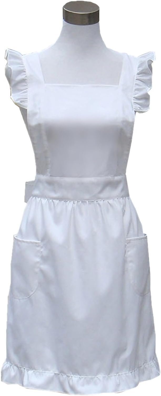Hyzrz Cute Lovely Cotton Retro Kitchen Cooking Aprons for Women Girls Vintage Baking Apron with Pockets for Mother Gift