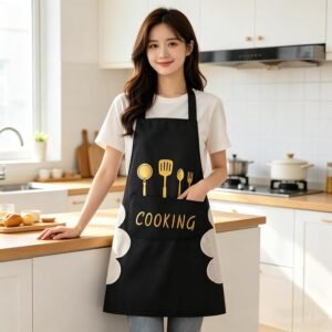 Kitchen Apron Cooking Apron With Pocket And Towels Waterproof Neck Strap For Home Kitchen Baking Grilling