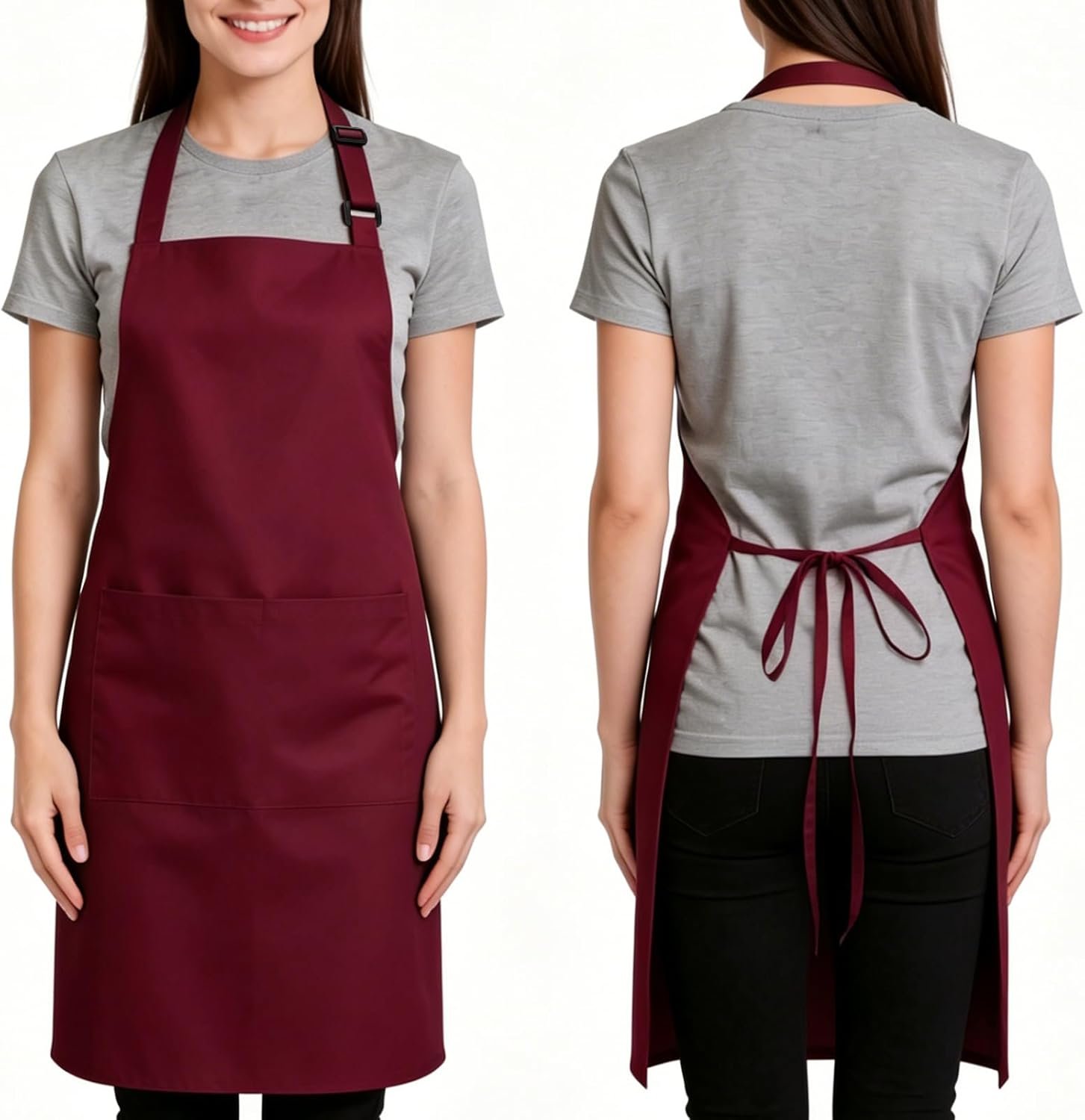 Large Chef Apron for Men and Women, Cooking Kitchen Aprons with 2 Large Pockets Water Oil Resistant - Image 2