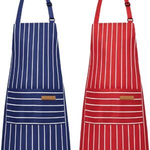 NLUS 2 Pack Kitchen Cooking Chef Aprons for Women Men with 2 Pockets