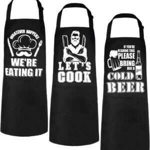 Newcotte 3 Pcs Aprons Cooking Gifts for Men Father's Day Dad Funny Baking Chef Apron for Husband Birthday Gifts, 3 Designs