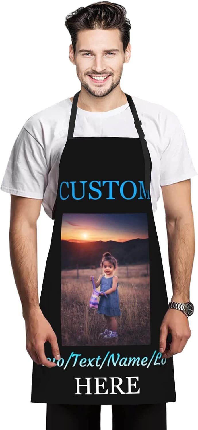 Personalized Add Your Own Photo Text Custom to Kitchen Apron Prepare Gift