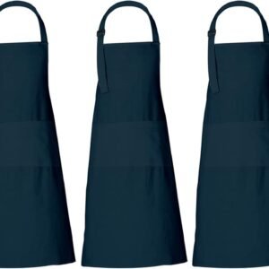 RAJRANG 100% Cotton Cooking Apron with 3 Pockets Kitchen Chef BBQ Adjustable Bib Aprons for Women Men