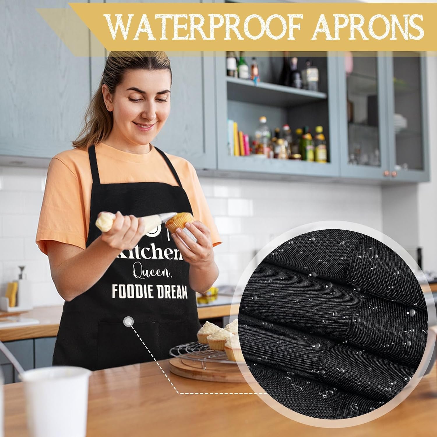Sliner 12 Pcs Funny Cooking Aprons for Women with Pockets Bulk Birthday Gifts Kitchen Baking Cooking Cute Aprons Women Men Novelty Funny Quotes Adjustable Black Pocket - Image 2
