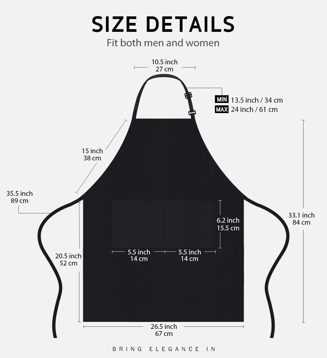 Syntus 12 Pack Bib Apron, Unisex Aprons Adjustable Waterdrop Resistant with 2 Pockets Cooking Kitchen Apron for Chef, BBQ Drawing Apron Bulk, Black - Image 2