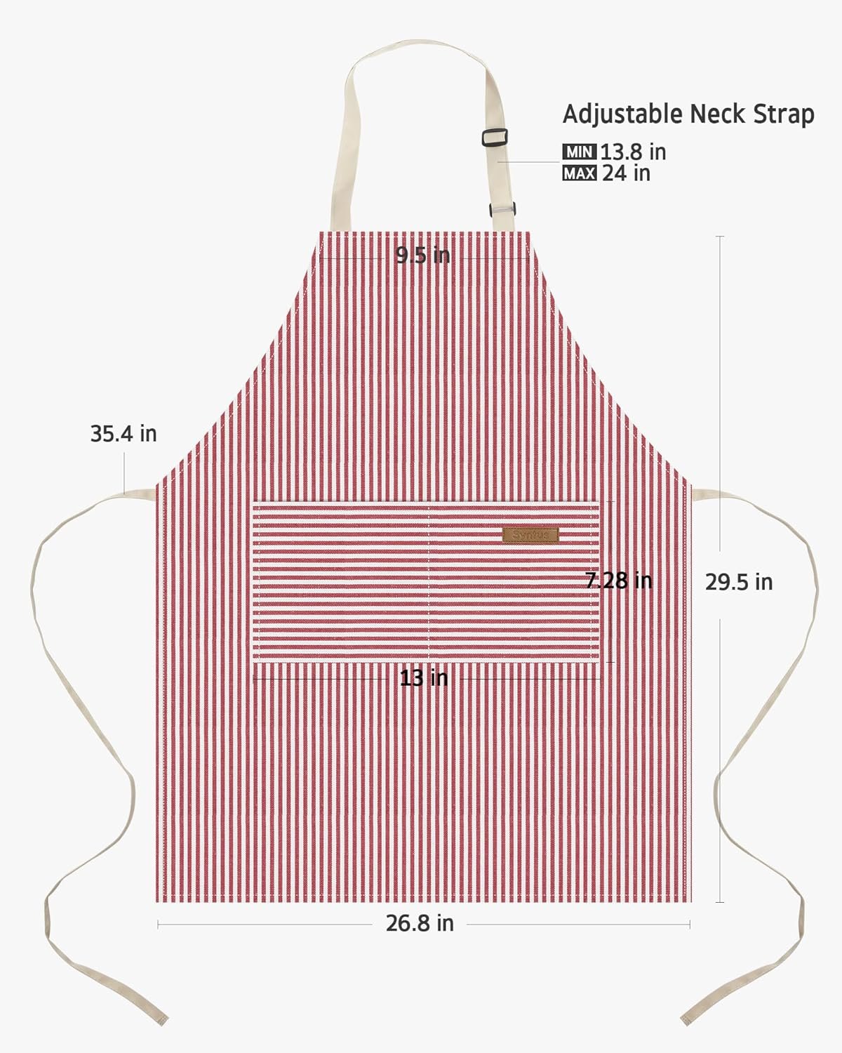 Syntus Apron for Men Women, Adjustable Cooking Kitchen Chef Aprons with 2 Pockets - Image 2