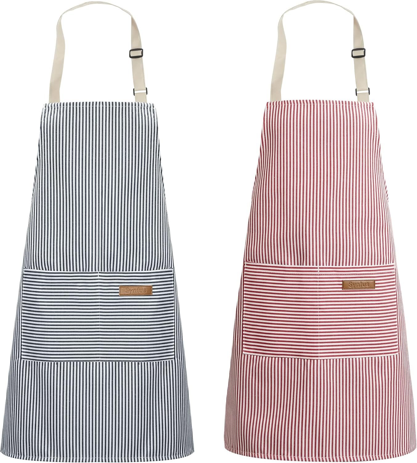 Syntus Apron for Men Women, Adjustable Cooking Kitchen Chef Aprons with 2 Pockets
