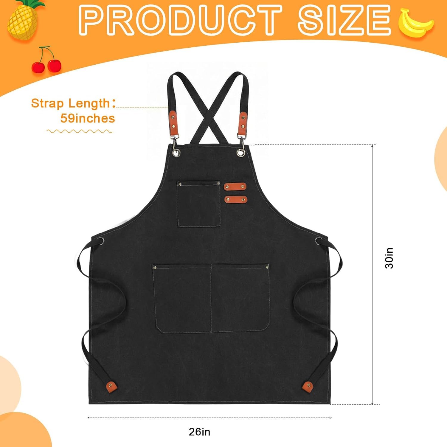 Toulite 4 Pack Canvas Chef Apron for Men with Adjustable Strap Cross Back Cotton Barber Apron with Pocket, 26 x 30'' - Image 2