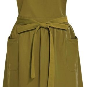 Waterproof Apron for Women Kitchen Garden Adjustable Strap 2 Large Pocket Pinafore Dress Cooking Gardening Waist Tie