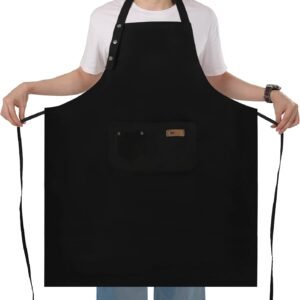 Yuubin Extra Large Aprons for Men Adjustable Button Apron with Pockets Chef Cooking Kitchen Aprons Women,Water&Oil Resistant