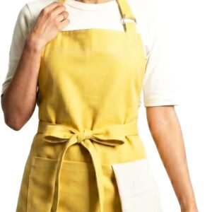 100% Cotton Kitchen Apron with 2 Pockets – Adjustable Chef Apron for Cooking Baking BBQ – Unisex Apron