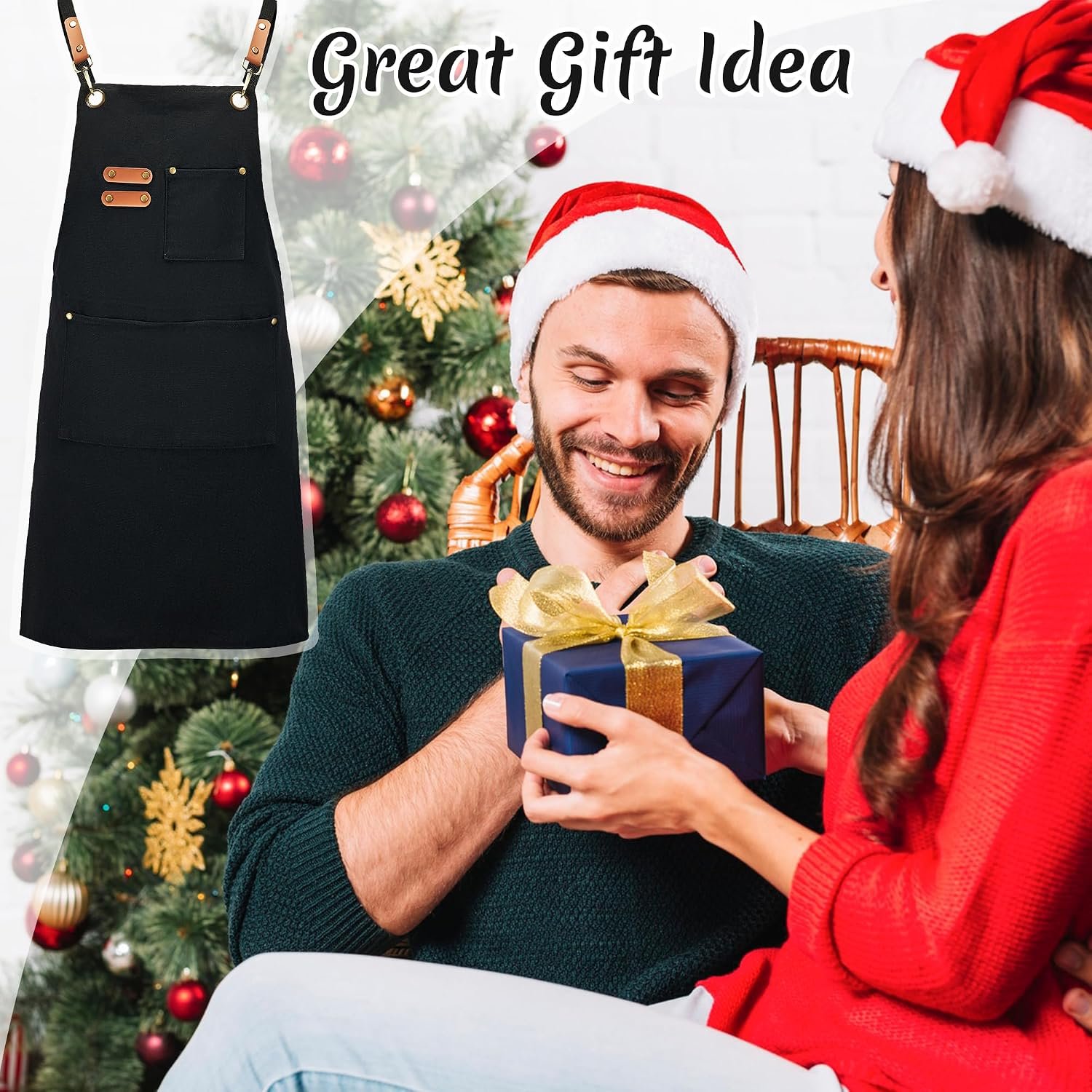 Plus Size Canvas Aprons, Kitchen Chef Aprons, Unisex Heavy Duty Work Apron, Adjustable Strap Apron with Pockets - Image 7