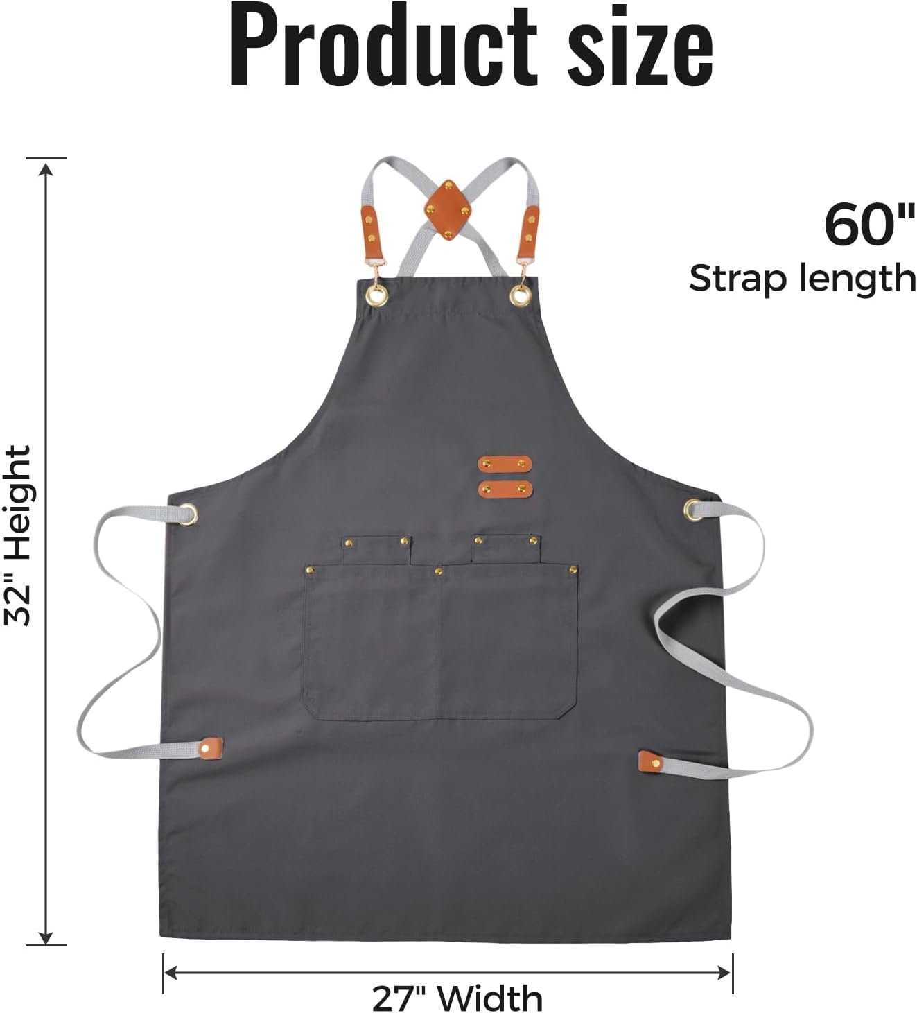 Aoomzoon Durable Kitchen Apron,Multifunctional Chef Aprons for Women & Men with Pockets for Cooking Baking & Daily Use - Image 4