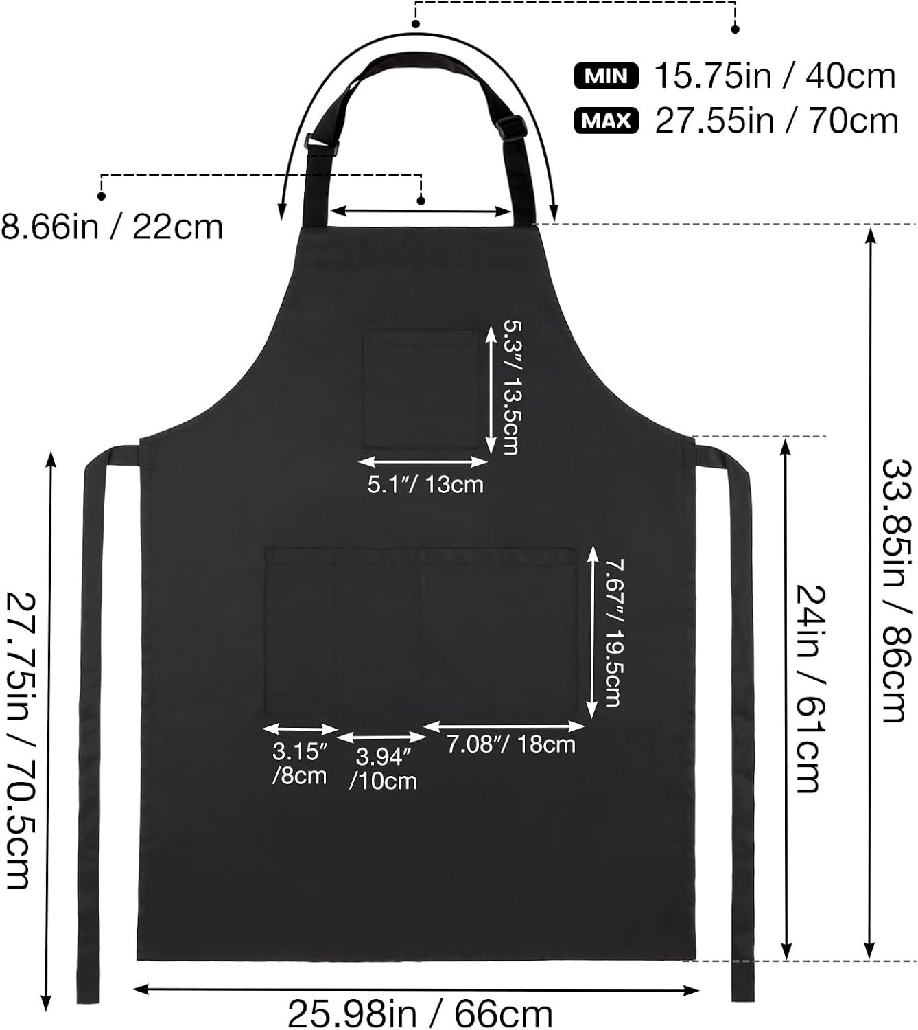 Noverlife Hair Stylist Apron with 4 Pockets, Hair Resistant 34 Inch Long Hairdresser Aprons w/Adjustable Strap for Salon - Image 4