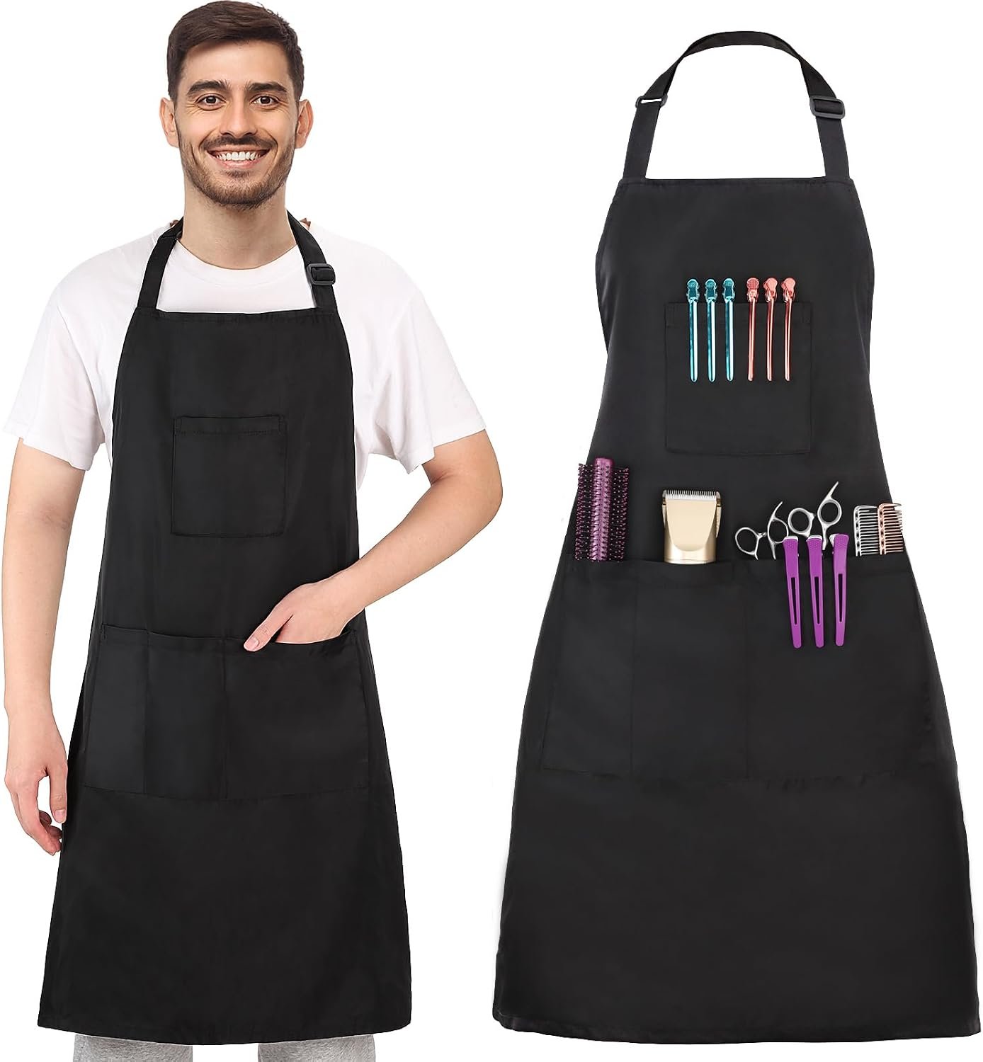 Noverlife Hair Stylist Apron with 4 Pockets, Hair Resistant 34 Inch Long Hairdresser Aprons w/Adjustable Strap for Salon - Image 9