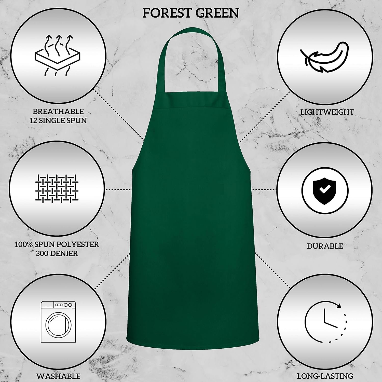 GREEN LIFESTYLE 12 Pack Professional Chef Apron – Grilling Aprons for Men, Waterproof Cooking Aprons for BBQ, Work or Restaurant Use, Kitchen Aprons for Women – Green, No Pockets - Image 3