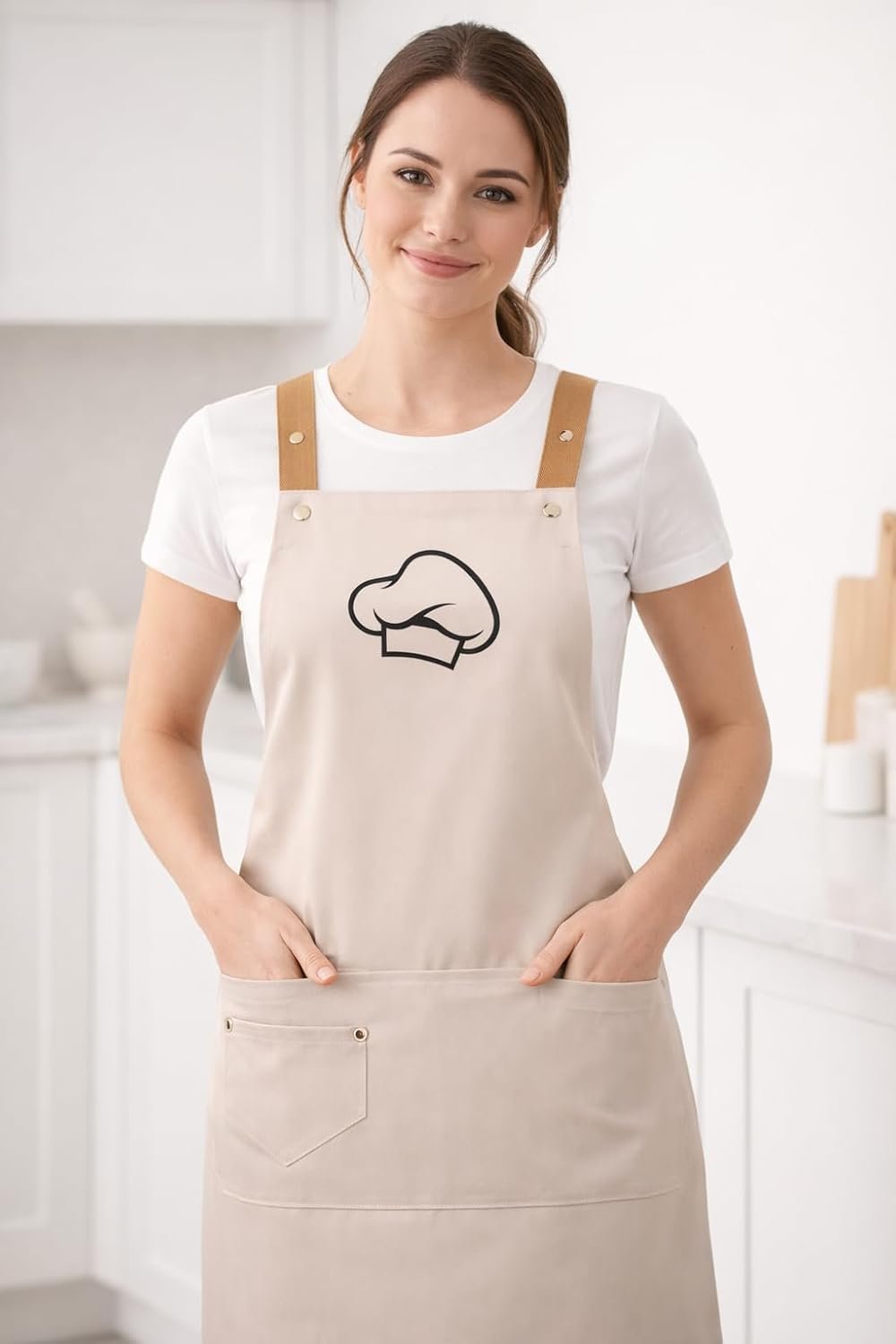 Golden Fork 2 Kitchen Aprons – 100% Water & Oil Proof Adjustable Bib, 2 Pockets, Easy Clean Polyester | Pro Chef Couples Cooking Apron, Unisex Men & Women, BBQ Grilling, Baking & Restaurant - Image 8