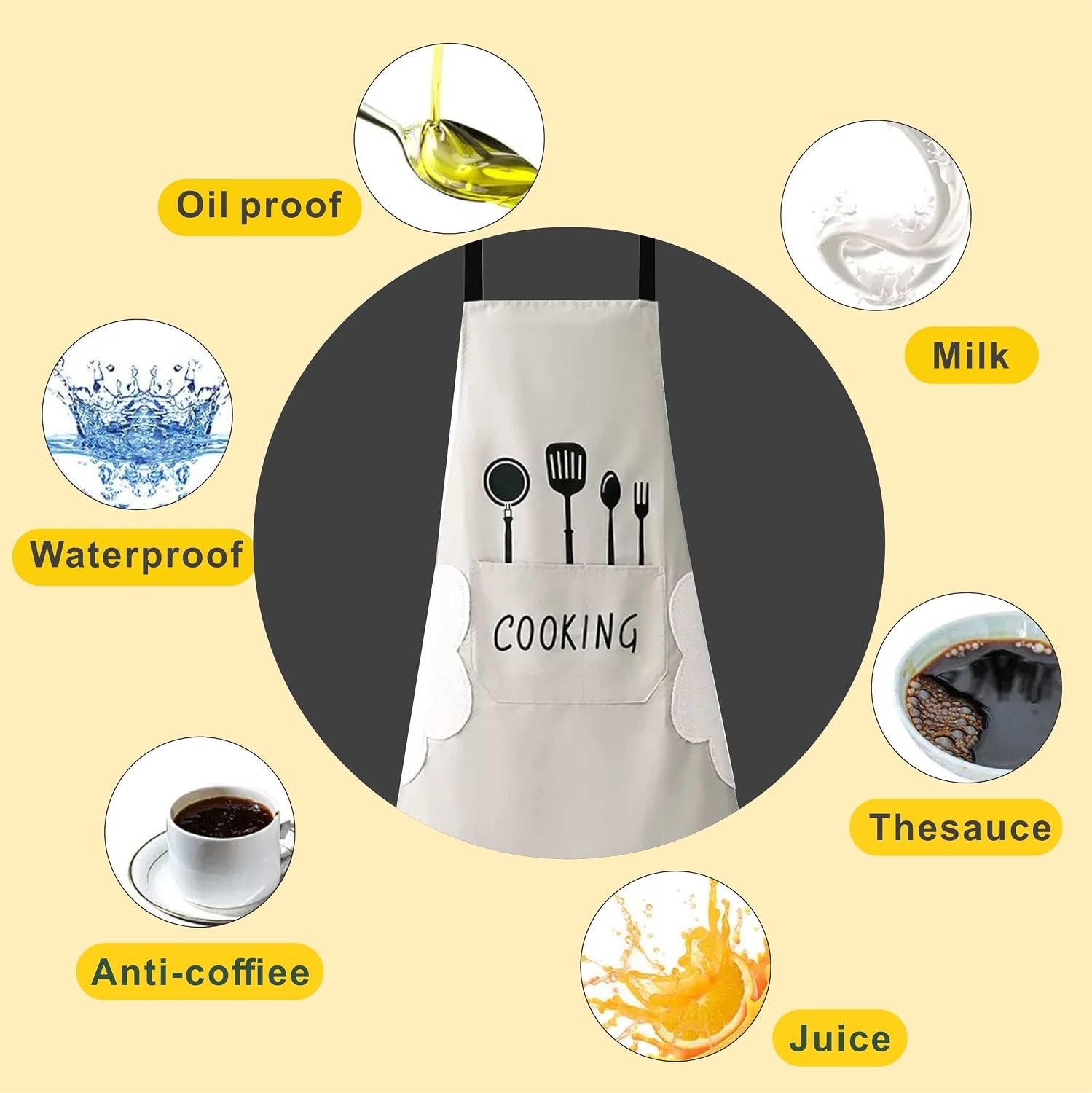 2 Pack Kitchen Apron for Women & Men, Waterproof Cooking Aprons with 2 Pockets, Adjustable Bib Aprons for Cooking, Baking, BBQ, Household Cleaning - Image 4