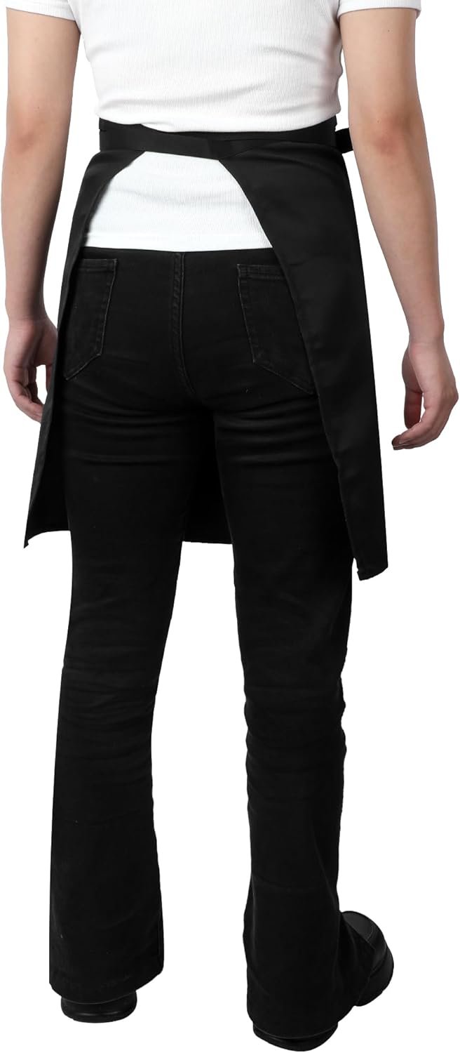 Twistover 5 Pack Half Bistro Aprons with 2 Pockets Unisex Black Server Apron with Extra Long Front Waist Ties for Men Women - Image 3