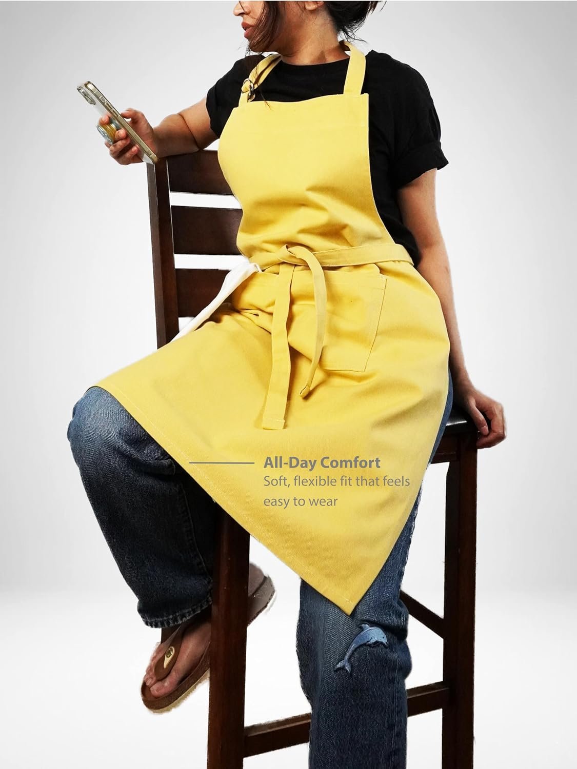 100% Cotton Kitchen Apron with 2 Pockets – Adjustable Chef Apron for Cooking Baking BBQ – Unisex Apron - Image 7