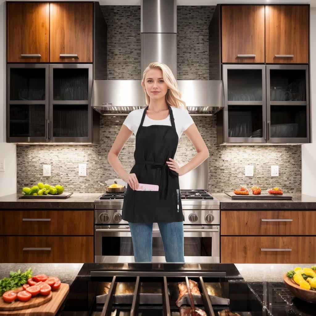 Adjustable Waterproof Aprons with 3 Pockets for Men Women, Server Apron for Kitchen Cooking Gardening Restaurant - Image 7
