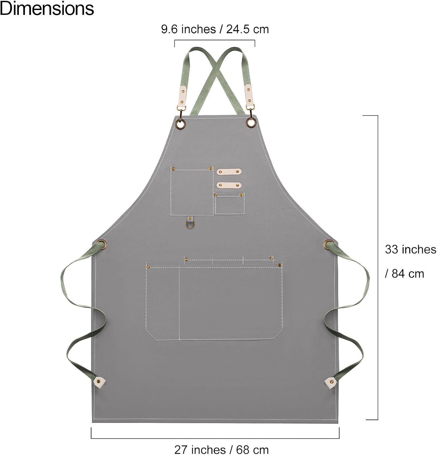Dulabi Apron, Adjustable Chef Apron for Women and Men with Large Pockets, Cooking Kitchen Apron with Back Straps - Image 6