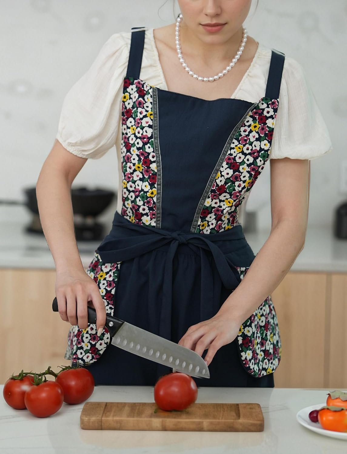 Pinknoke Kitchen Aprons for Women with Pockets Cute Vintage Chef Pinafore Apron for Gardening Cooking Baking Painting - Image 5