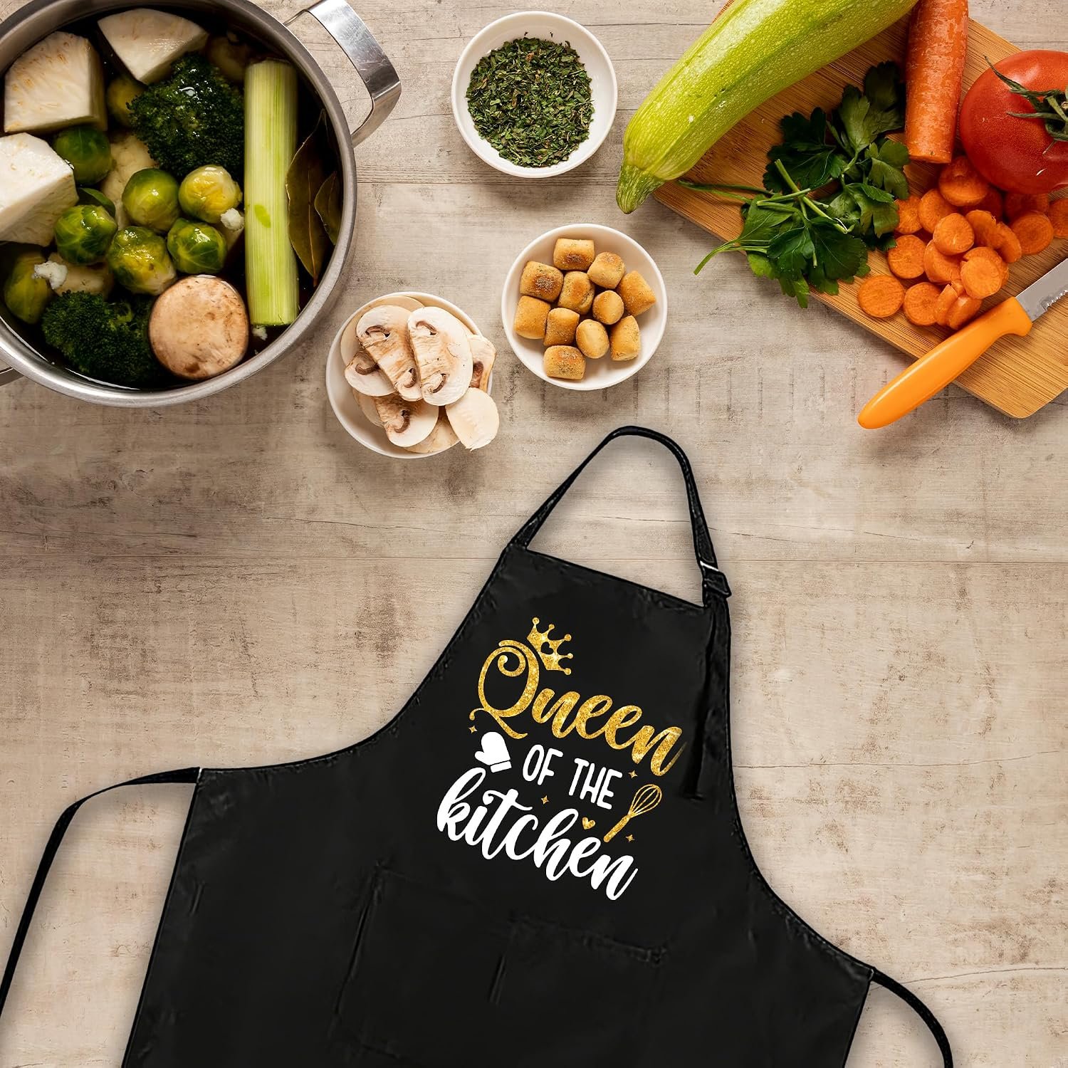 Funny Black Apron with Pockets for Man,Dad,Husband,Father in Law,Chef Daddy Women Grilling Apron BBQ Cooking Gifts - Image 4