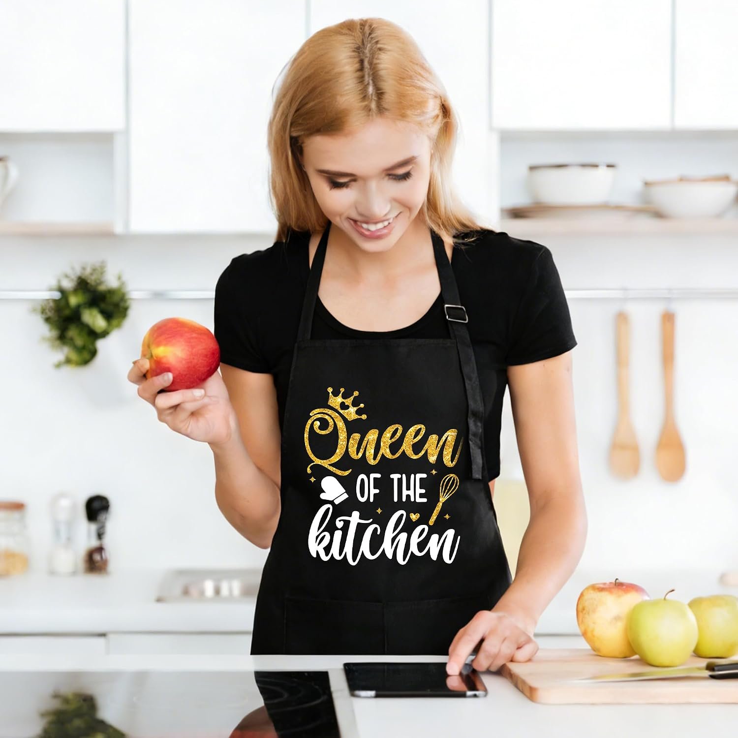 Funny Black Apron with Pockets for Man,Dad,Husband,Father in Law,Chef Daddy Women Grilling Apron BBQ Cooking Gifts - Image 5