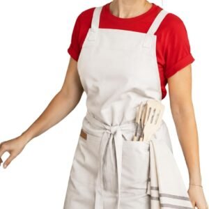 100% Cotton Kitchen Apron with 2 Pockets – Adjustable Chef Apron for Cooking Baking BBQ – Unisex Apron