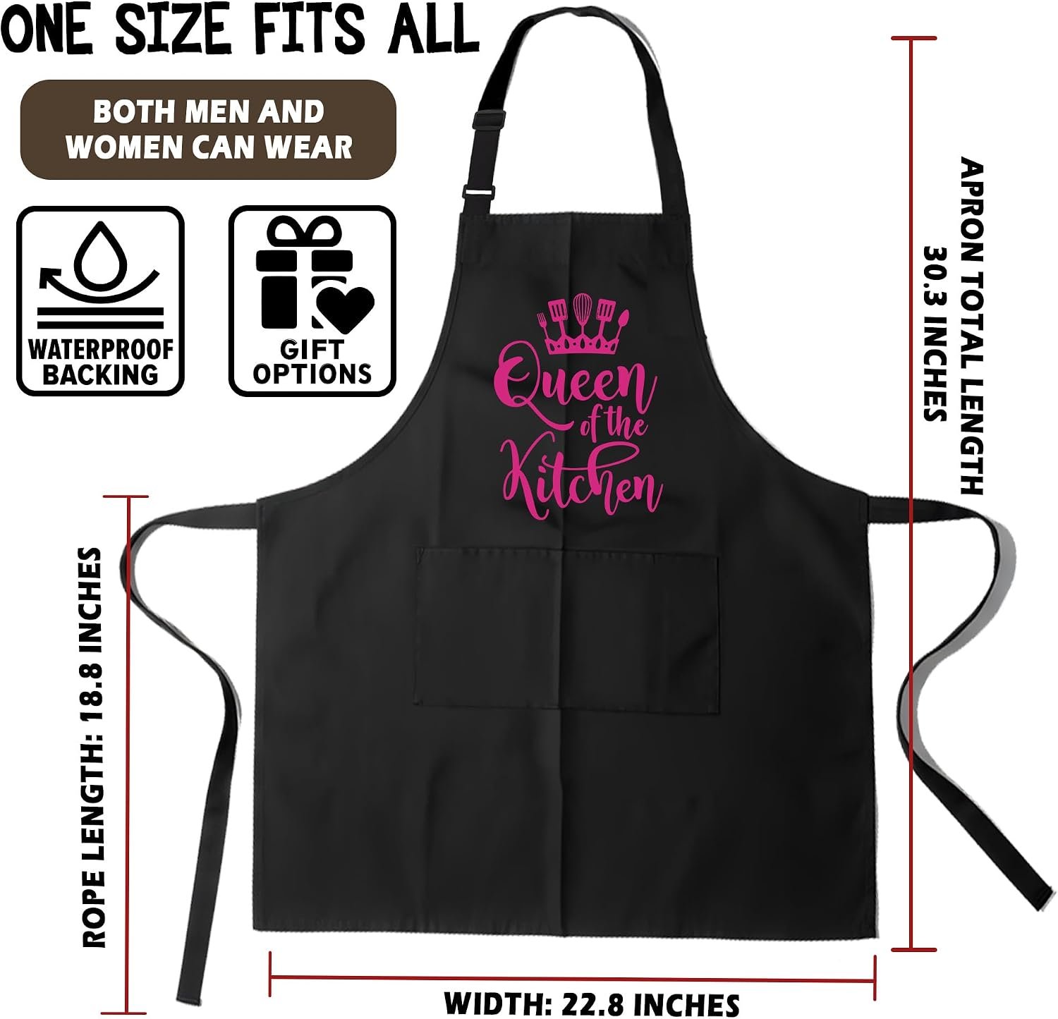 Funny Aprons for Women - Baking Gift for Women, Mothers Day Christmas Birthday Gifts, Perfect for Cooking, Bartending - Image 3
