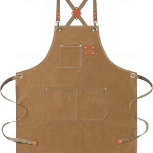 AFUN Aprons for Men Women with Large Pockets, 16-Ounce Cotton Canvas Cross Back Apron