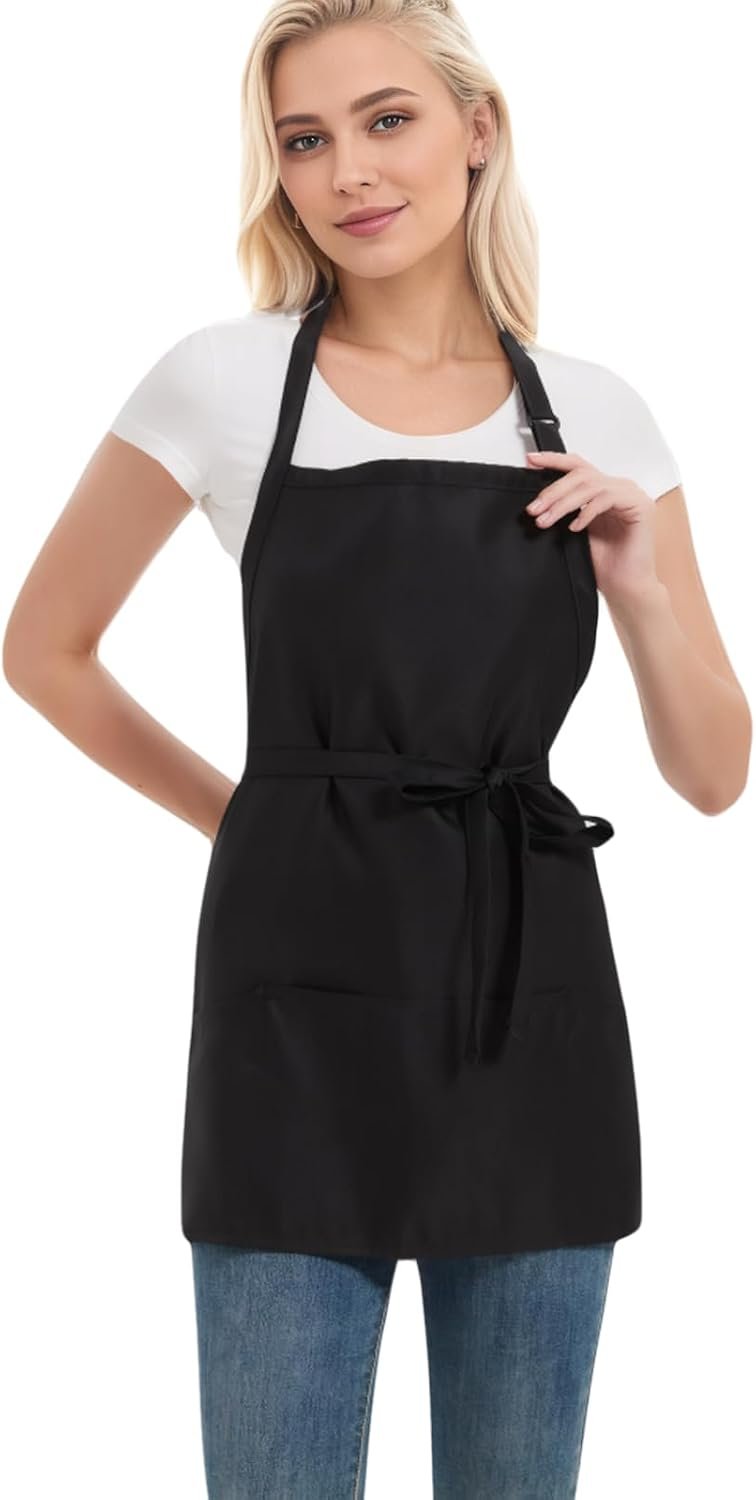 Adjustable Waterproof Aprons with 3 Pockets for Men Women, Server Apron for Kitchen Cooking Gardening Restaurant - Image 2