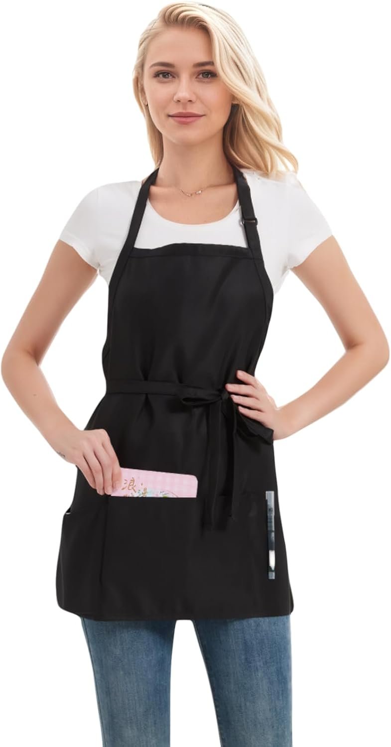Adjustable Waterproof Aprons with 3 Pockets for Men Women, Server Apron for Kitchen Cooking Gardening Restaurant