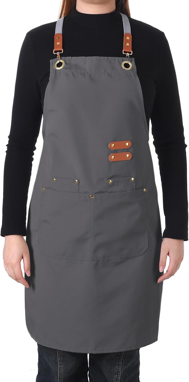Aoomzoon Durable Kitchen Apron,Multifunctional Chef Aprons for Women & Men with Pockets for Cooking Baking & Daily Use - Image 2