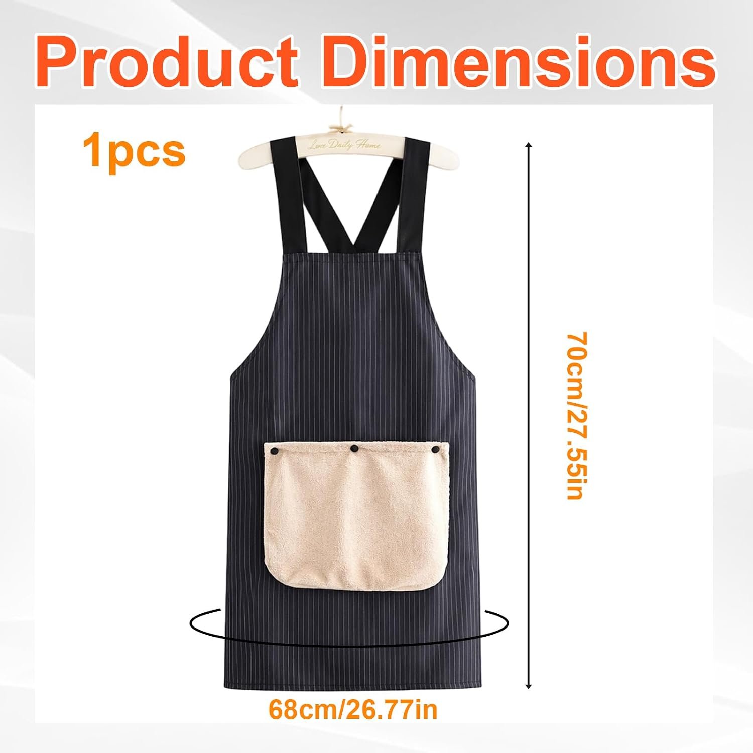 Apron with Pockets and Towel, Kitchen Apron for Cooking with Detachable Design, Black Apron for Men and Women, Multi-Purpose Apron for Home BBQ Baking and Grilling Sessions - Image 2