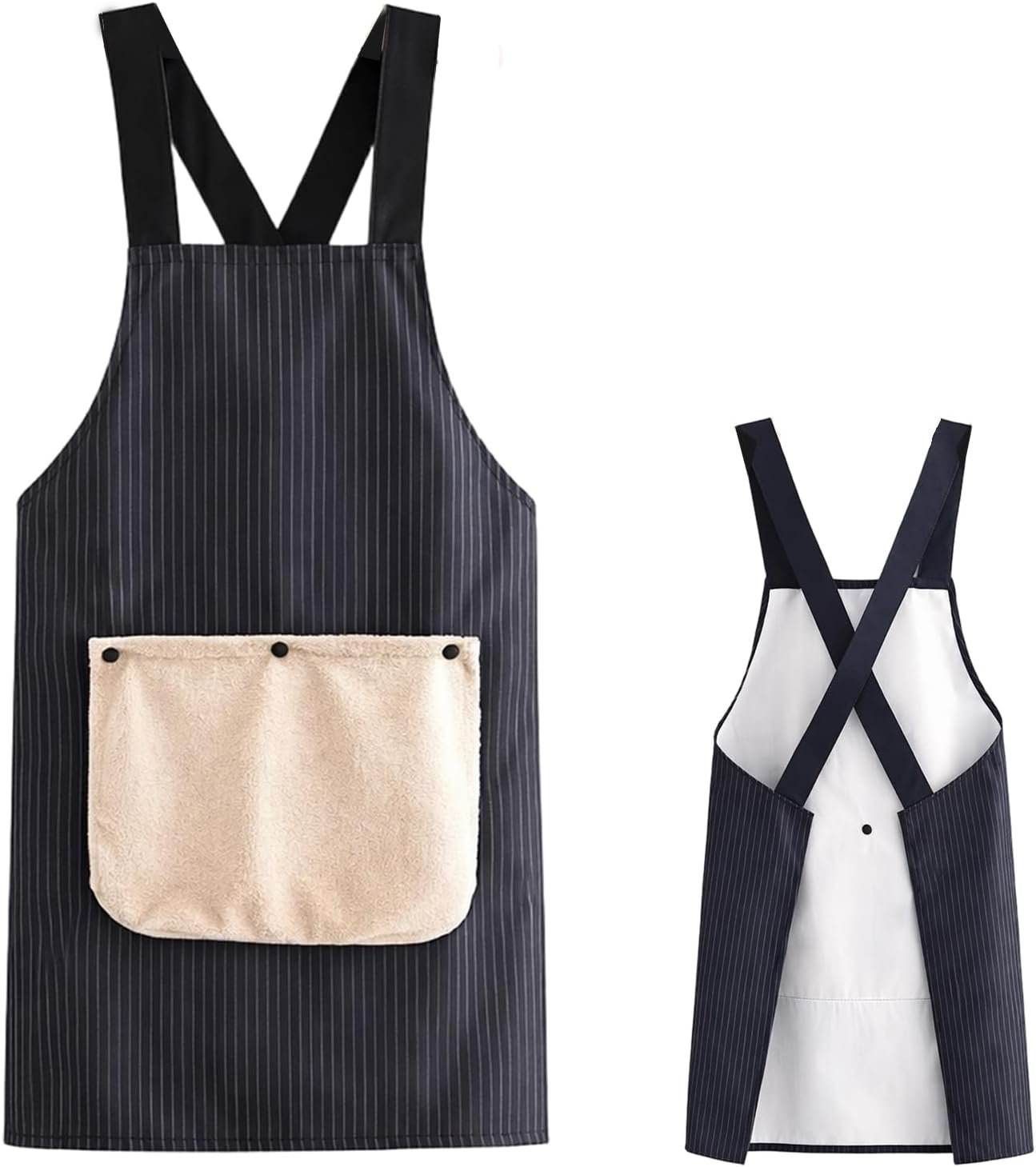 Apron with Pockets and Towel, Kitchen Apron for Cooking with Detachable Design, Black Apron for Men and Women, Multi-Purpose Apron for Home BBQ Baking and Grilling Sessions