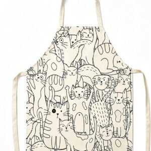 Cat Apron Cute Cooking Apron for Women Men Chef Funny Aprons Kitchen Baking Painting Gardening and Party