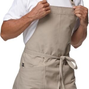 Chef Apron Canvas Waterproof Kitchen Bib BBQ with Pockets 4251GB