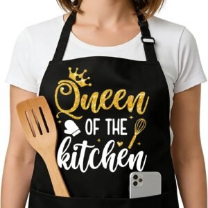 Funny Black Apron with Pockets for Man,Dad,Husband,Father in Law,Chef Daddy Women Grilling Apron BBQ Cooking Gifts