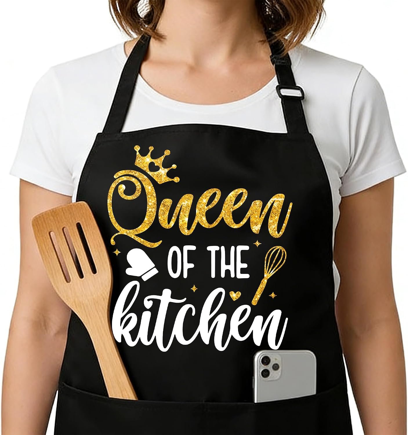Funny Black Apron with Pockets for Man,Dad,Husband,Father in Law,Chef Daddy Women Grilling Apron BBQ Cooking Gifts