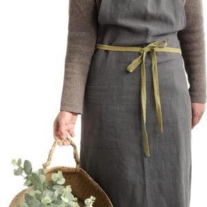 HANEE Kitchen Apron for Women & Men (9 Colors) Linen Cooking Aprons with pocket