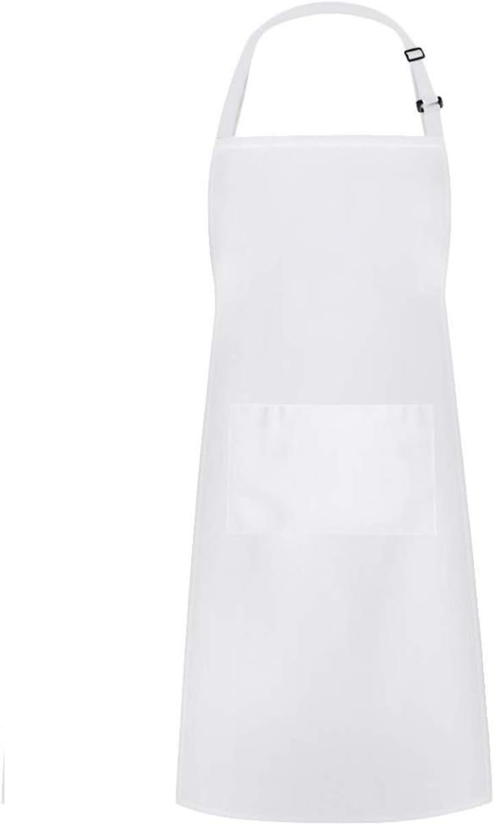 Hyzrz Chef Apron Hat Set, Chef Hat and Adult Kitchen Pocket Adjustable Apron with Butcher Hat Baker Costume for Men and Women Father's Gift (White) - Image 2