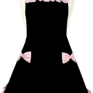 Hyzrz Cute Fashion Aprons for Women Girls Waitress Cooking Restaurant Kitchen Home Cooking Chef Bib Apron Dress Gift (Black)