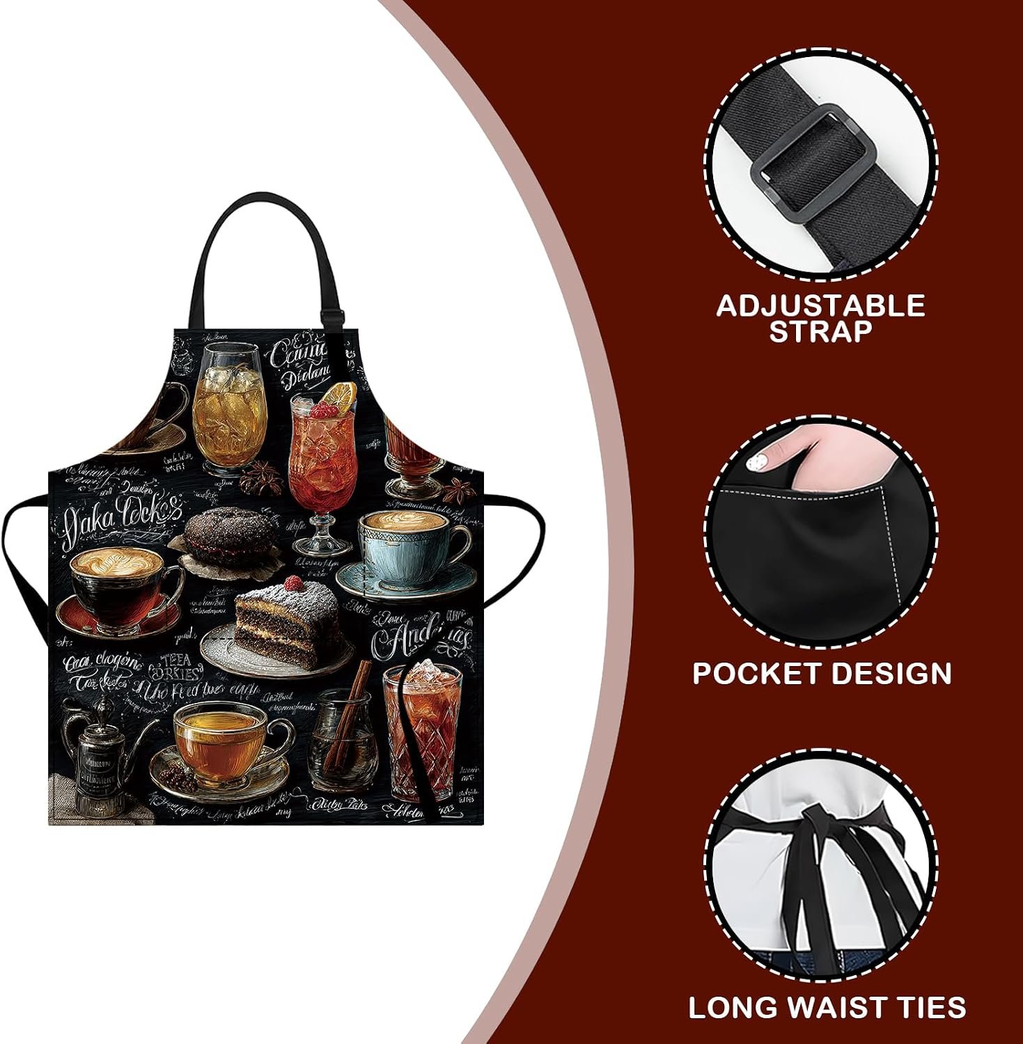 Nuxovilar Cute Cooking Kitchen Apron, 26.77 * 30.7 Inches, Essential for Kitchen Cooking, Baking, Festive Gatherings - Image 2